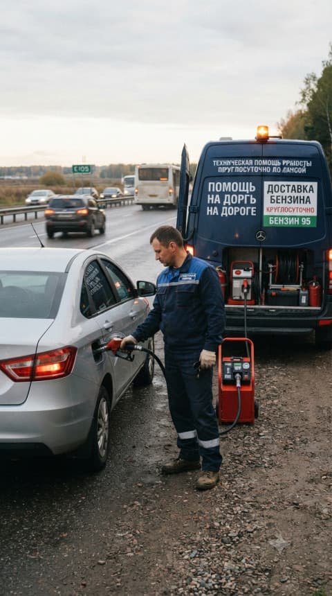 Срочная доставка бензина 92 и 95 в Москве: замена колеса